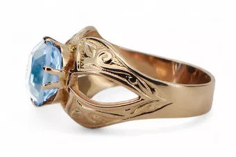 Bijoux vintage Anneau Aigue-marine Or rose 14 carats vintage d'origine vrc135r